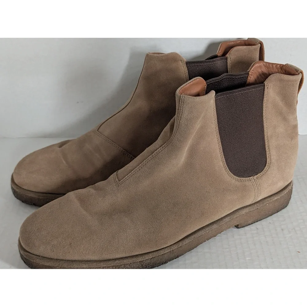 Vince Men's Size 11 Tan Beige Suede Chelsea Ankle Boots Leather